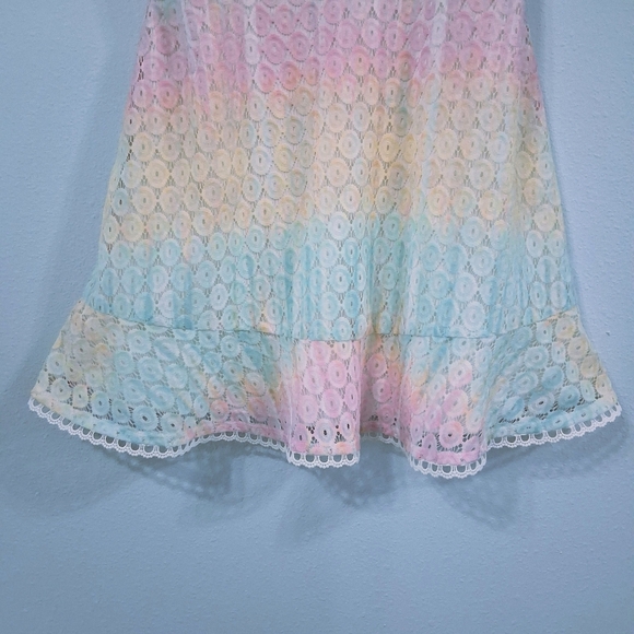 Pastel Fairy Dress Rainbow Lace Adjustable Straps Lined Zipper Back Pink Blue XL - Picture 4 of 13